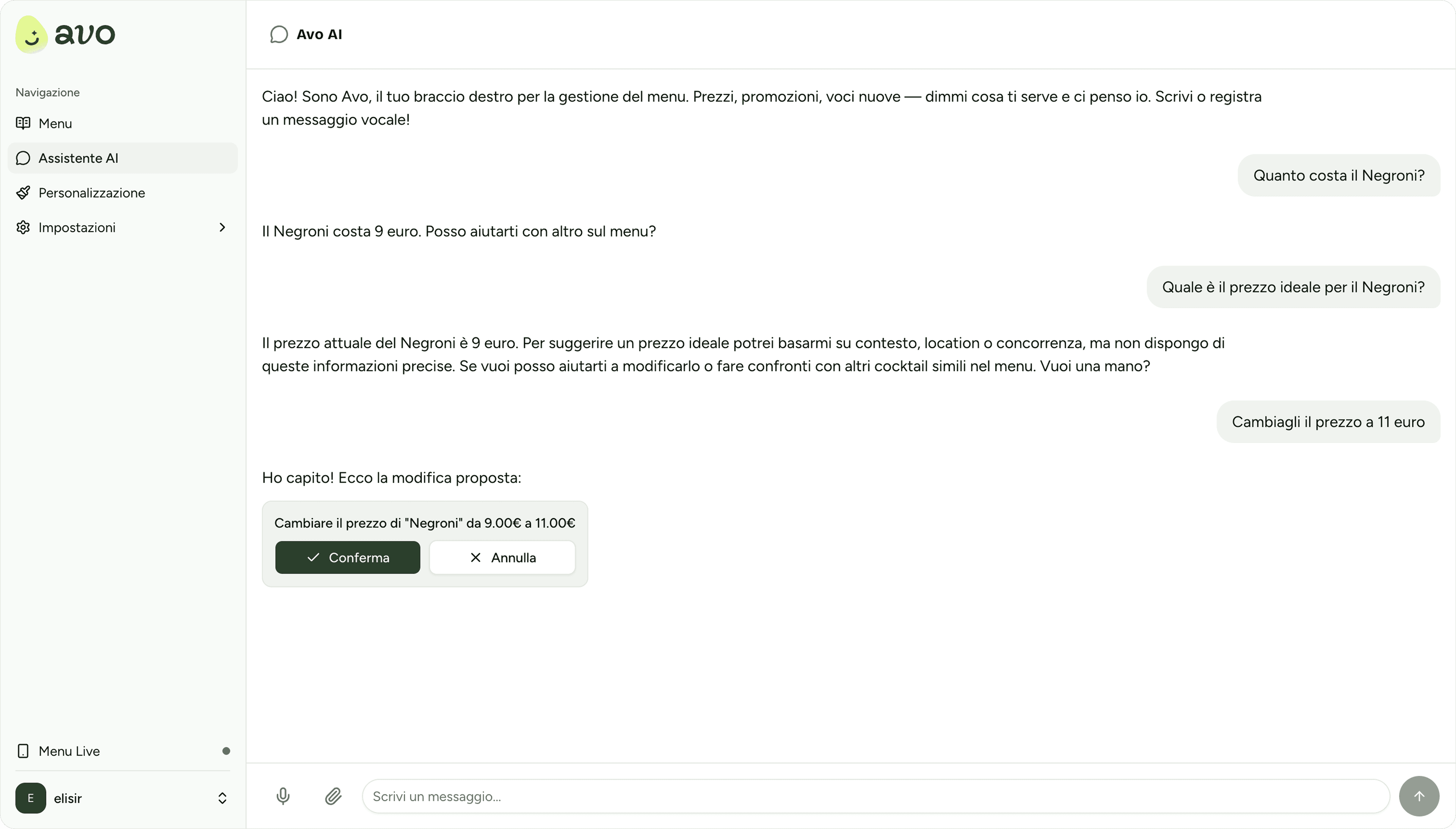 Avo back office — Assistente AI